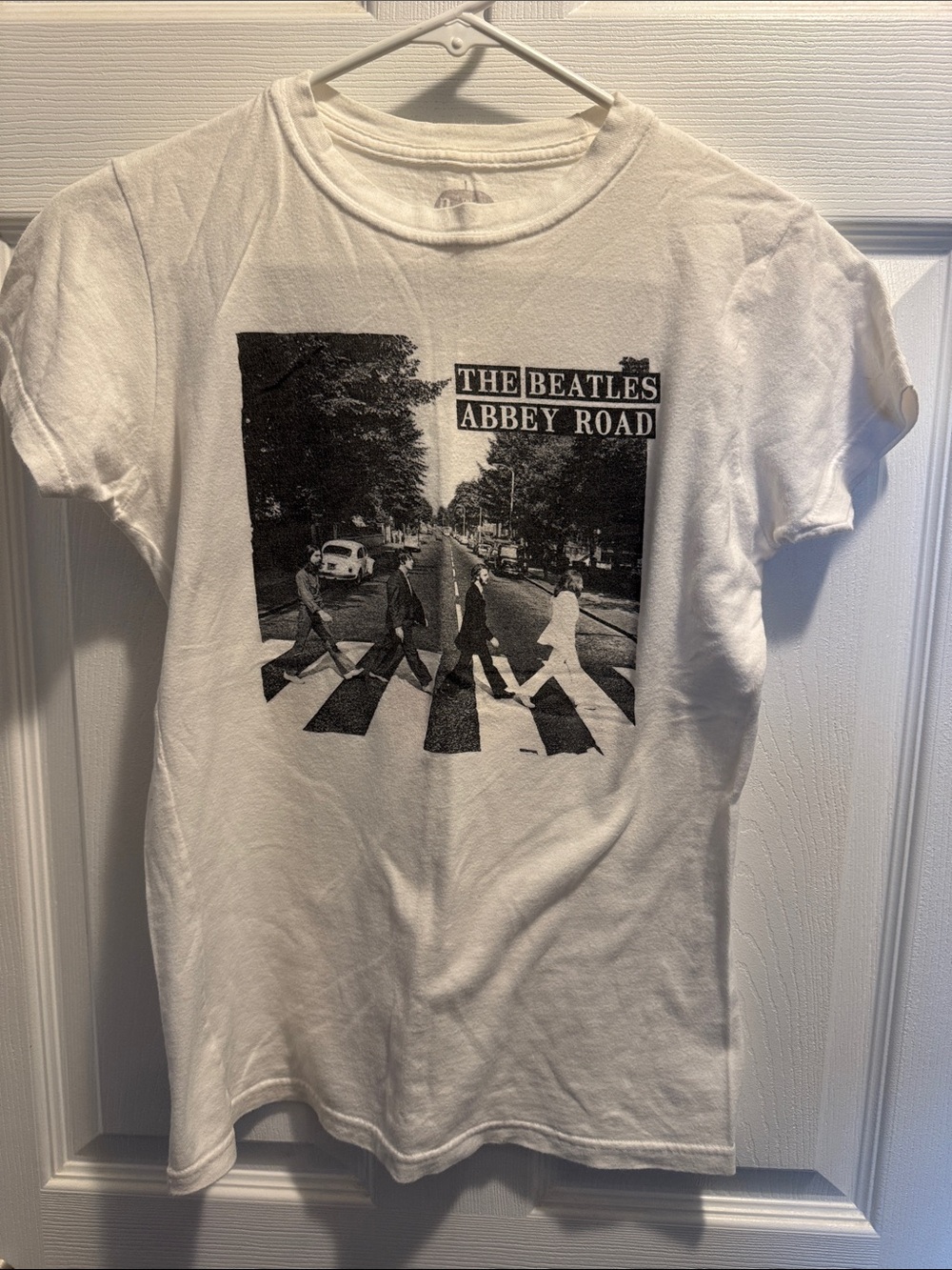 The Beatles White Abbey Road Black Photo Graphic Tee